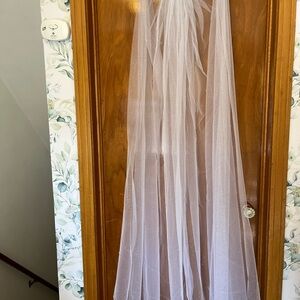 Sheer Sparkle Long Hair Veil - White